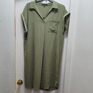 Adrienne Vittadini Sage Green Collared Dress